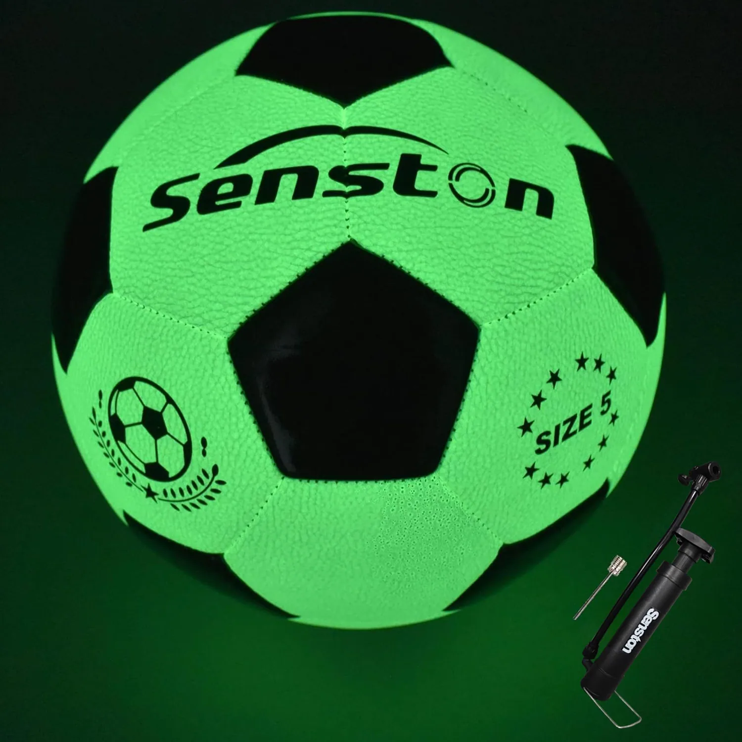 Senston Glow-in-the-Dark Soccer Ball, Size 5